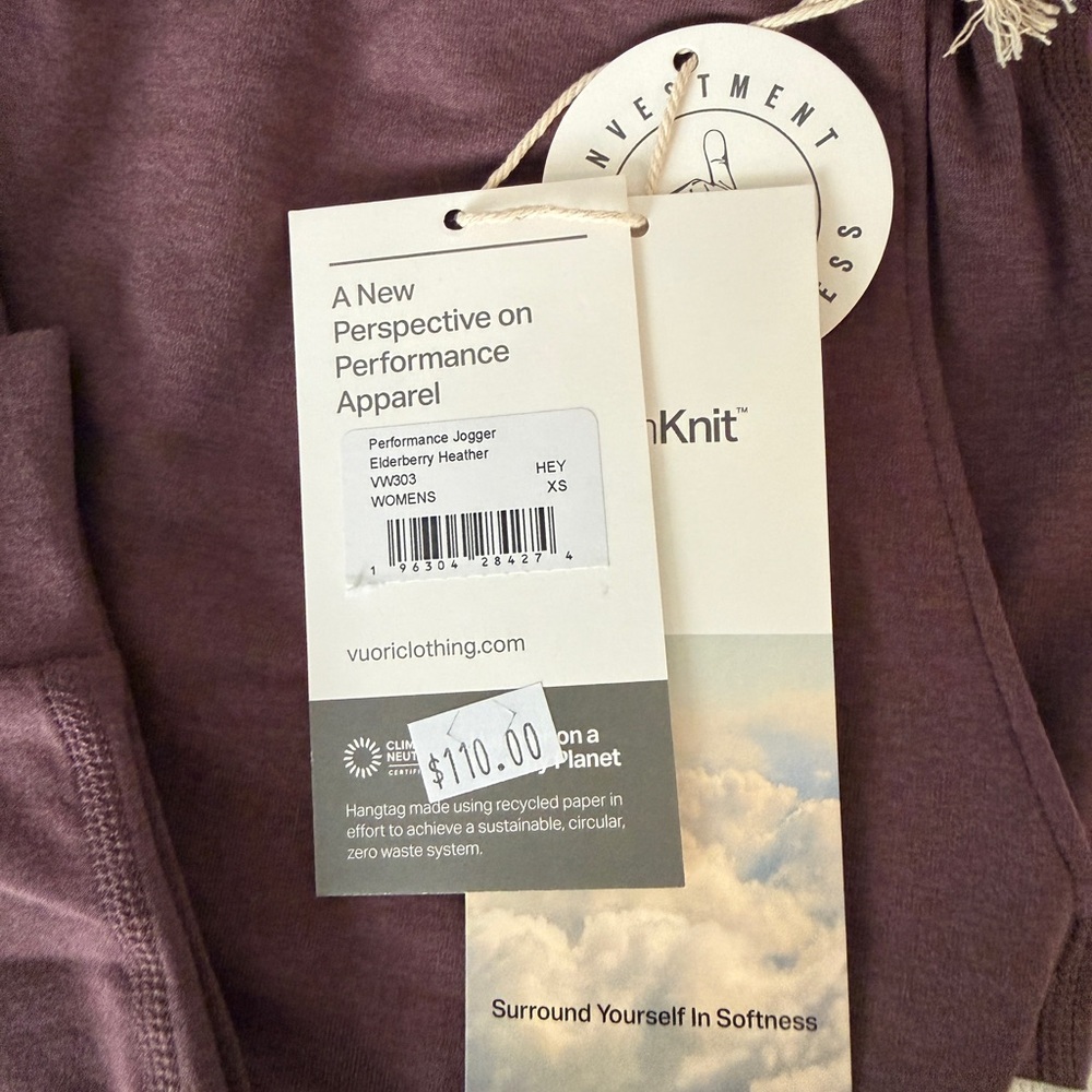 Vuori Elderberry Heather Performance Joggers NWT - image 2